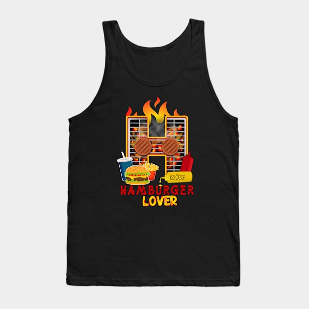 H is for Hamburger Lover Tank Top by Cheer Tees